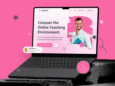 Online teaching startup website header branding creative agency design e learning education website hero header landing page learning platform logo online class online course skill studying teaching tutor ui ui design ui element uiux website deisgn