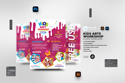 Kids Art Workshop Flyer aam360 aam3sixty art camp art exhibition art school flyer art workshop artistic branding design drawing lesson event flyers flyer template free flyer free flyer template illustration kids activity kids art camp flyer kids art workshop school flyer workshop flyer