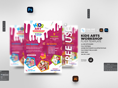 Kids Art Workshop Flyer aam360 aam3sixty art camp art exhibition art school flyer art workshop artistic branding design drawing lesson event flyers flyer template free flyer free flyer template illustration kids activity kids art camp flyer kids art workshop school flyer workshop flyer