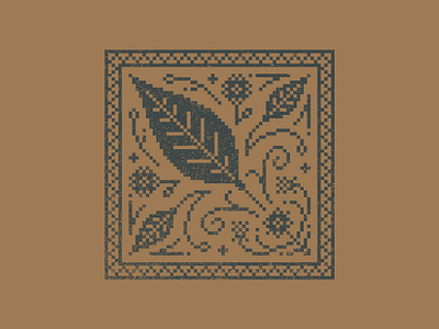 Pixel Art - Folk Art Floral Motif 8 bit autumn border cottagecore cozy cross stitch decor decorative embroidery fall fall vibes floral leaf motif pattern pixel art