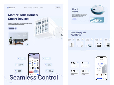 AuraSphere Smart Home Website UI Design app design design figma figma design home home controller rifat ony smart control smart home smart home control smart home landing page smart home website ui ux website design