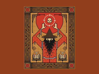 Pixel Art Design - The Healer 8 bit border cross stitch dark fantasy dnd dungeons and dragons haunted magic occult pixel pixel art skull spooky wizard