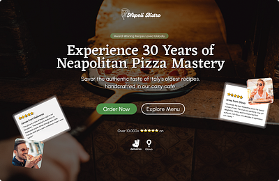 Food Landing Page Design for Pizza Cafe cro landing page food food landing page italian pizza neapolitan pizza pizza pizza cafe pizza landing page pizza shop pizzeria pizzeria hero design rating restaurant