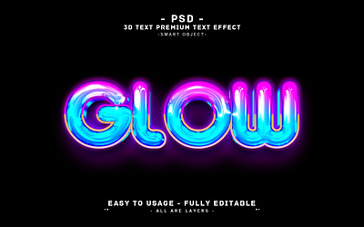 Glow'' 3D Editable PSD Text Effect Style gloing font glow 3d text efffect glow action glow effect glow font effect glow light glow psd text glow style glow text glowing effect