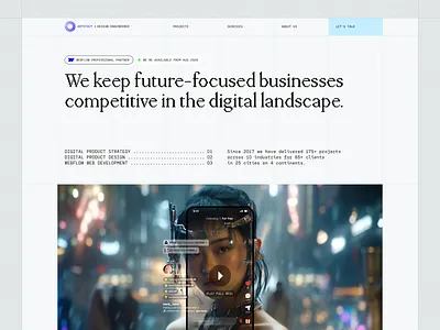 Artifact — Homepage Hero agency brand creative cta design desktop digital grid hero layout navbar product design section showreel ui ux web website