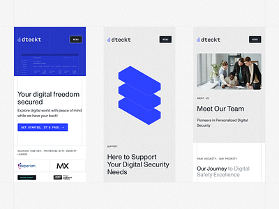 Dteckt — Mobile about cta cybersecurity design grid layout mobile navbar network partners product design rwd security solutions support team ui ux web website