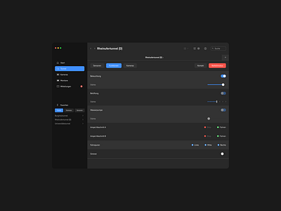 Tunnel Monitoring System design system desktop list settings ui ux