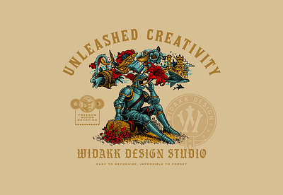 Unleashed Creativity - Widakk Design Studio book branding colorful creative creativity design drawing engraving fairy tale fantasy graphic design illustration knight logo story vintage wierd woodcut