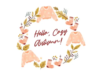Cozy Autumn illustration vector warm