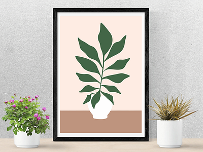 A Greener Balance art print boho canva design flower green illustration leaf pastel plant print