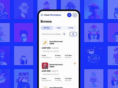 Linear Marketplace blockchain technology branding consulting crypto assets design financial instruments liquidity mobile application ntf prototype trading trading platform ui ui kit ux web3