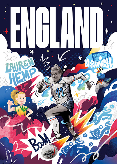 England Lionesses Team / Programme Cover collage cover digital england football lionesses print soccer sport women