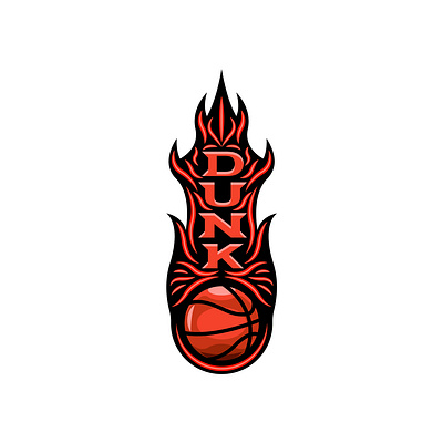 Slam Dunk Logo in Fire basketball ball basketball logo basketball team flame logo design logo in fire orange slam dunk sport emblem sport logo t shirt print