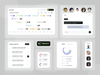 TaskQuest - Task & Project Management Dashboard branding figmadesign projectmanagement taskmanagement taskquest uidesign uiux