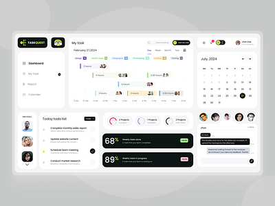 TaskQuest - Task & Project Management Dashboard branding figmadesign project management taskmanagement taskquest uidesign uiux