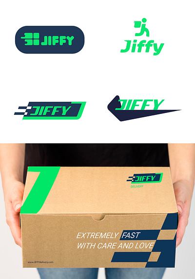 Fast delivery brand JIFFY branding corporateidentity deliveryservice fastdelivery graphic design jiffydelivery logisticsbranding logo modernlogo uniformdesign visualbranding