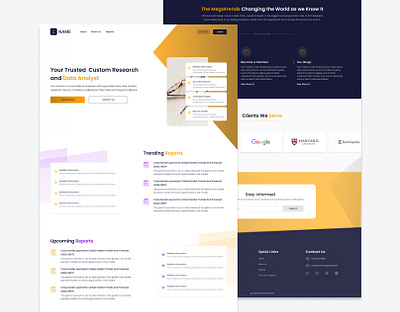 Market Research Report Publisher Website Landing Page branding graphic design ui ux