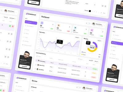Barbershops Dashboard admin analytics b2b barbershop career component dashboard marketing dashboard navbar people management product design project management saas sales ui ui design user experience ux web web app