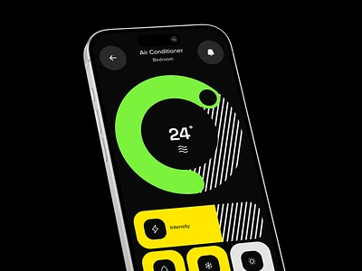 Smart Home Mobile App black circular slider dark mode design iot mobile app neon pxd slider smart smart home ui ui design uiux user interface ux uxui