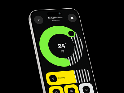 Smart Home Mobile App black circular slider dark mode design iot mobile app neon pxd slider smart smart home ui ui design uiux user interface ux uxui