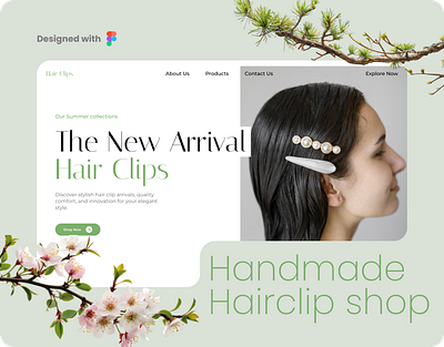 Handmade hairclips Shop Landing Page craft shop fashion store handmade landing page handmade ui