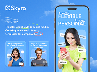 Creating a new visual identity on social media for Skyro branding graphic design