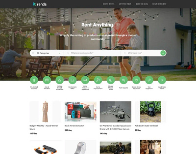 Rentls- Peer to Peer Marketplace branding design ui ux webdesign website website design website redesign