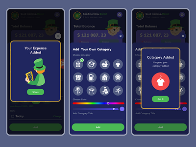 Mobile App UI/UX Design - Gamification Saving Money App | Wallet achievements character figma finance gamification illustration iosapp mobile app mobile app design mobile ui money savings ui ui design uiuxdesign ux