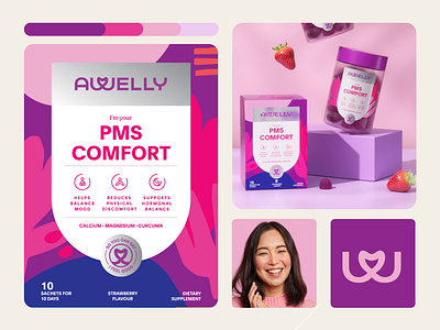 Awelly Branding & Packaging Design - Women's Supplement 3d animation branding design emblem graphic design healthy illustration label logo logotype motion graphics packaging packaging design supplement supplements ui vitamin vitamins welness