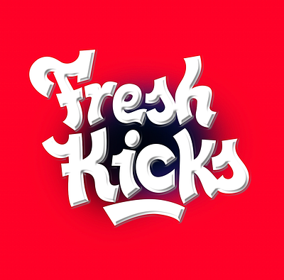 Fresh Kicks Logotype 3d branding classic design filip graphic design kicks komorowski logo logotype magic retro script sneakers sport style swag typo typography vector