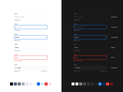 Input Field States in Light & Dark Mode active input color palette component components design system design system component design systems error text form input input input field design input fields design input text inputs label text text field text fields uxprinciples visual language