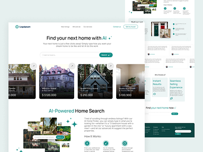 AI real estate web design ai house landing page real estate ui web design