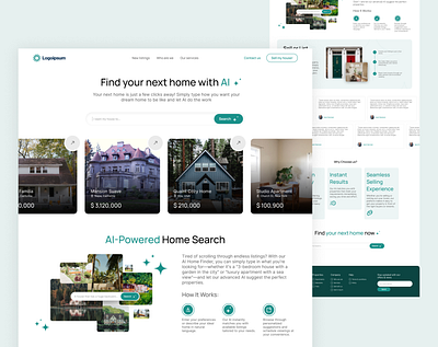 AI real estate web design ai house landing page real estate ui web design