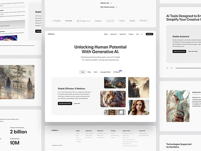 Website for Stability AI — An Artificial Intelligence Company ai ai assistant ai company ai image creator ai image generator ai images ai landing page ai model ai website artificial intelligence generative ai image generator neural network prompt stability stability ai stable diffusion text to image web web design
