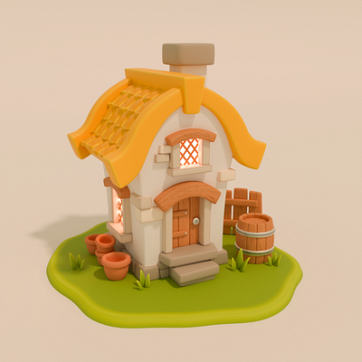 3d Stylized House in Blender 3d 3dillustration 3dmodeling blender house mobile game stylized