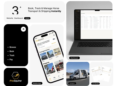 Equine Logistics System appdesign billing bookingapp branding dashboard dashboarddesign design designsystem logistics logo minimaldesign mobile design mockup productdesign serviceapp transportapp ui uidesign uiuxdesign ux