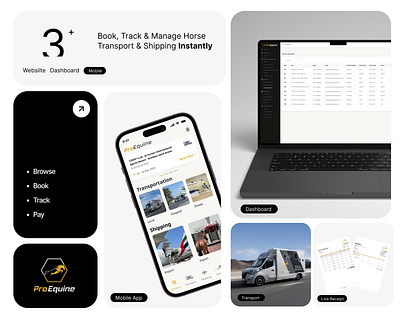 Equine Logistics System appdesign billing bookingapp branding dashboard dashboarddesign design designsystem logistics logo minimaldesign mobile design mockup productdesign serviceapp transportapp ui uidesign uiuxdesign ux