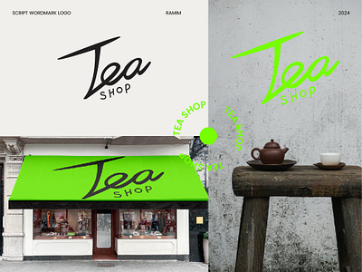 Tea Shop Lettering Wordmark Logo Strategy a logo design branding coffee logo drink logo flat bradning food logo green logo hand lettering lettering logo logo script logo shop logo tea wordmark logo