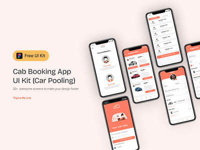 Cab Booking App UI Kit (Template) mobile app design mobile template ui user experience