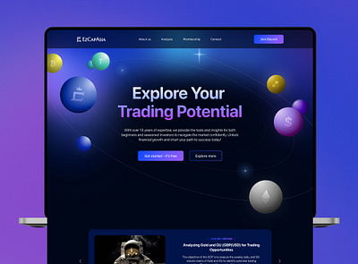 EzCapAsia Website blockchain branding crypto dark theme design ezcapasia interactive landing page ui design ui ux universal ux design web design website