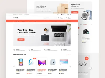 E-Shop – Electronic E-Commerce Website Design creative web digital store ecommerce design ecommerce template ecommerce website electronics store eshop design figma design figma template online shopping tech store ui inspiration ui showcase ui template ui trends ux design web design website design