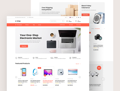 E-Shop – Electronic E-Commerce Website Design creative web digital store ecommerce design ecommerce template ecommerce website electronics store eshop design figma design figma template online shopping tech store ui inspiration ui showcase ui template ui trends ux design web design website design