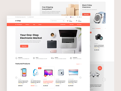 E-Shop – Electronic E-Commerce Website Design creative web digital store ecommerce design ecommerce template ecommerce website electronics store eshop design figma design figma template online shopping tech store ui inspiration ui showcase ui template ui trends ux design web design website design