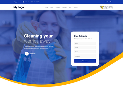 cleaning services website ui mockup 3d animation branding design graphic design illustration logo motion graphics ui vector