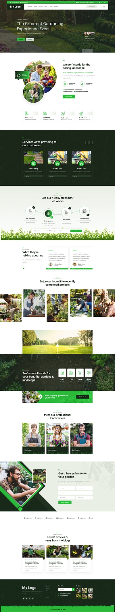 Landscaping Services Website UI Mockup 3d animation branding design graphic design illustration logo motion graphics ui vector