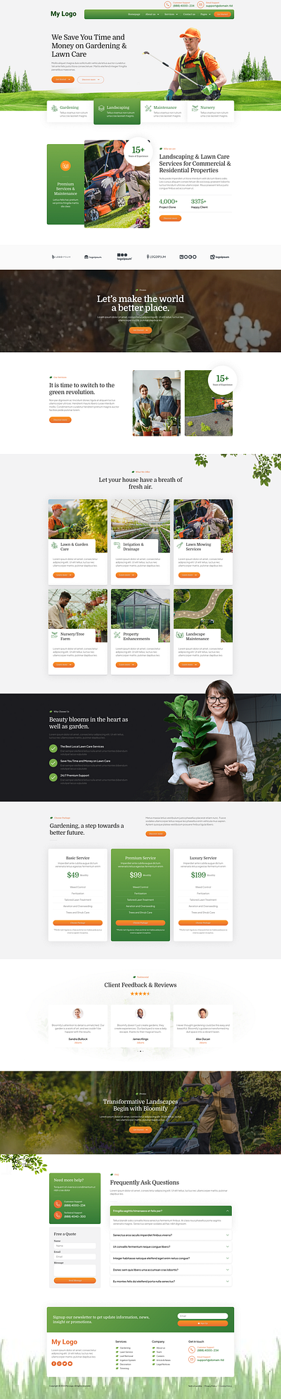 Landscaping Services Website UI Mockup 3d animation branding design graphic design illustration logo motion graphics ui vector