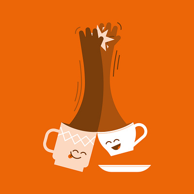 Caffeine Slap caffeine coffee coffee cups conceptual illustration editorial illustration high five positivity storytelling