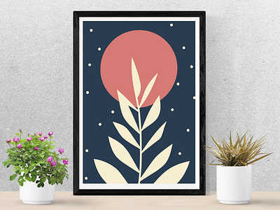 A Skyward Escape art print best designs boho canva design illustration moon pastel plant print sky space