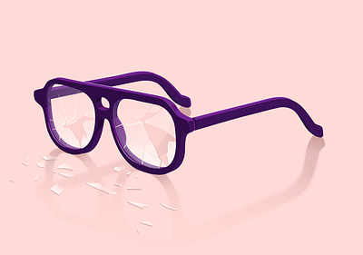 Broken glasses break broken glass glasses illustration illustrator minimal purple vector