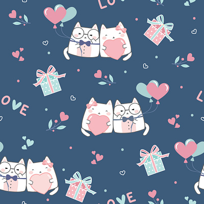 Cat Seamless Pattern for Gift Wrapping design illustration